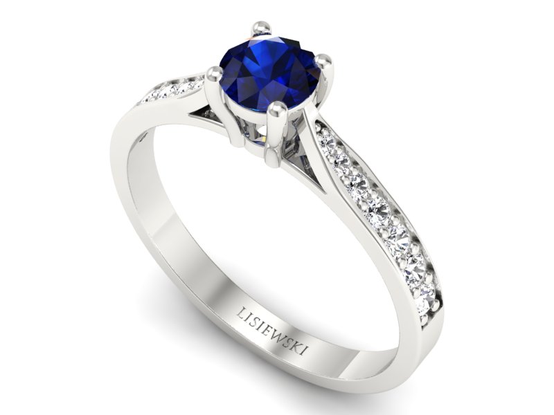 Złoty pierścionek z szafirem i brylantami - p16013bsz — zdjęcie 3