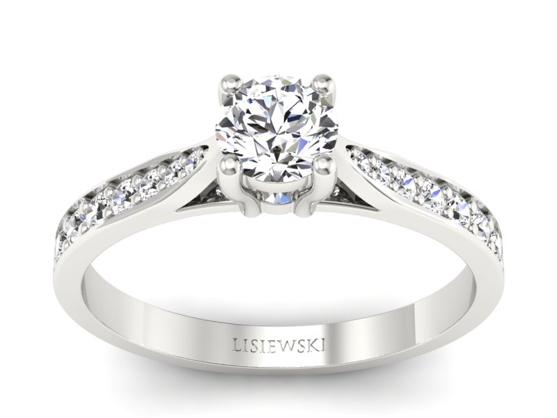 Pierścionek białe złoto z szafirem i brylantami - p16013bszb