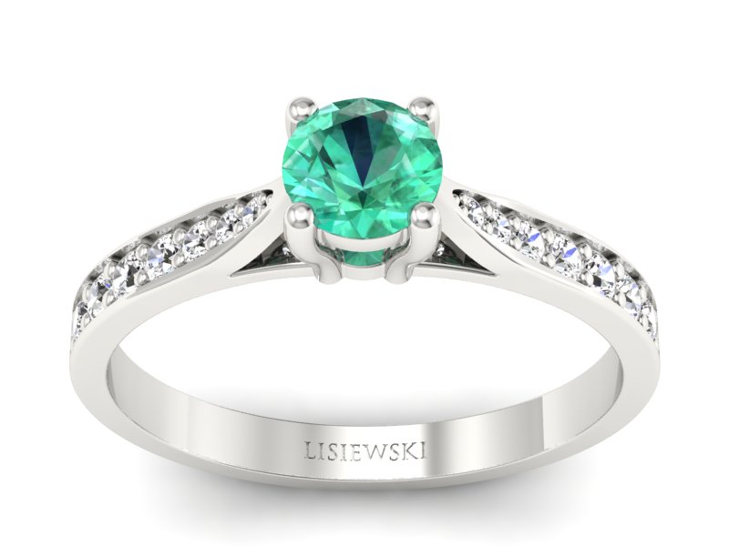 Złoty pierścionek ze szmaragdem i brylantami - p16013bszm