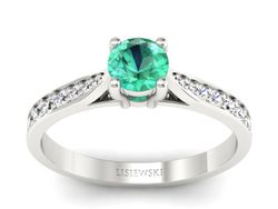 Złoty pierścionek ze szmaragdem i brylantami - p16013bszm