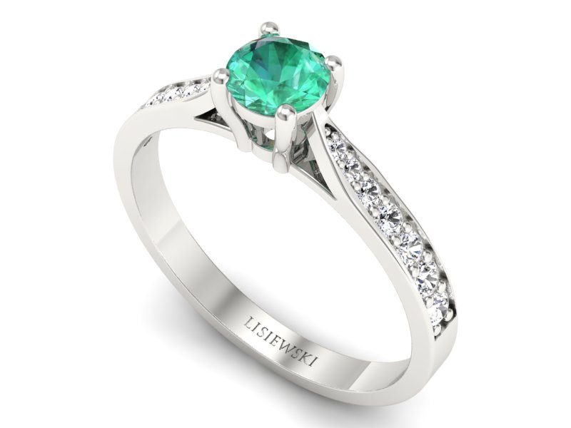 Złoty pierścionek ze szmaragdem i brylantami - p16013bszm — zdjęcie 3