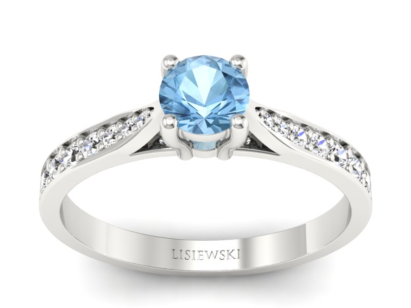 Złoty pierścionek z topazem i brylantami - p16013btop