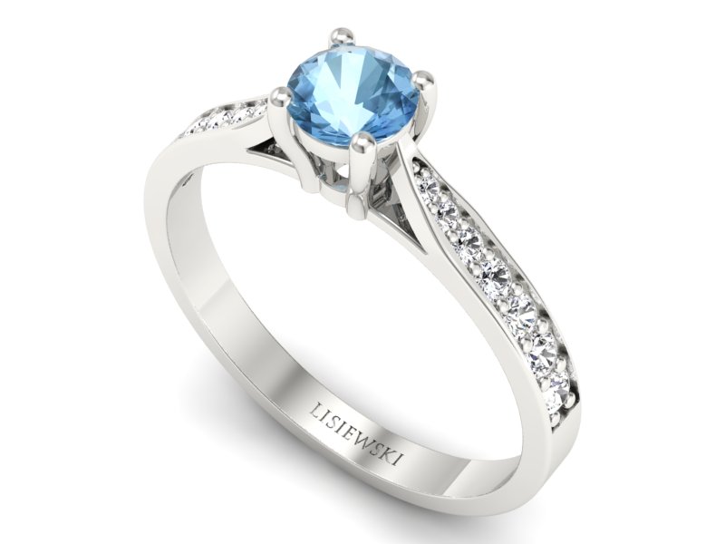 Złoty pierścionek z topazem i brylantami - p16013btop — zdjęcie 3