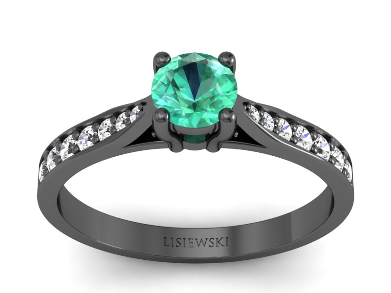 Złoty pierścionek ze szmaragdem i diamentami - p16013czszm