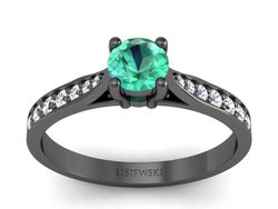 Złoty Pierścionek ze szmaragdem i diamentami - p16013czszm