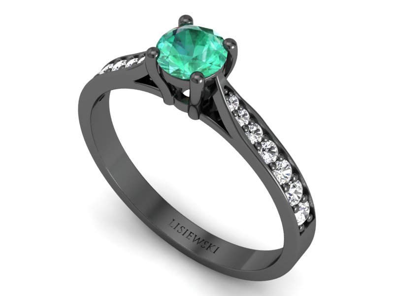 Złoty pierścionek ze szmaragdem i diamentami - p16013czszm — zdjęcie 3