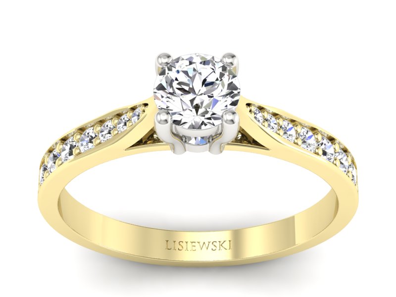 Pierścionek z brylantami żółte i białe złoto - p16013zb