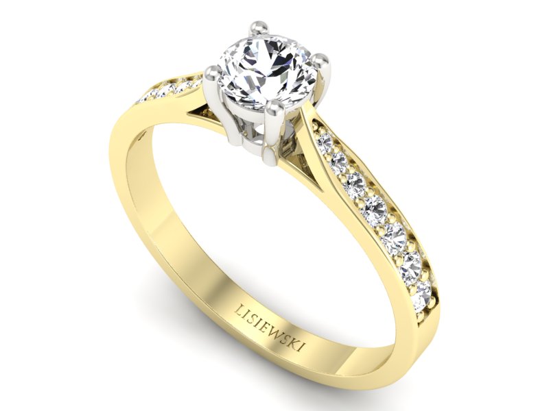 Pierścionek z brylantami żółte i białe złoto - p16013zb — zdjęcie 3