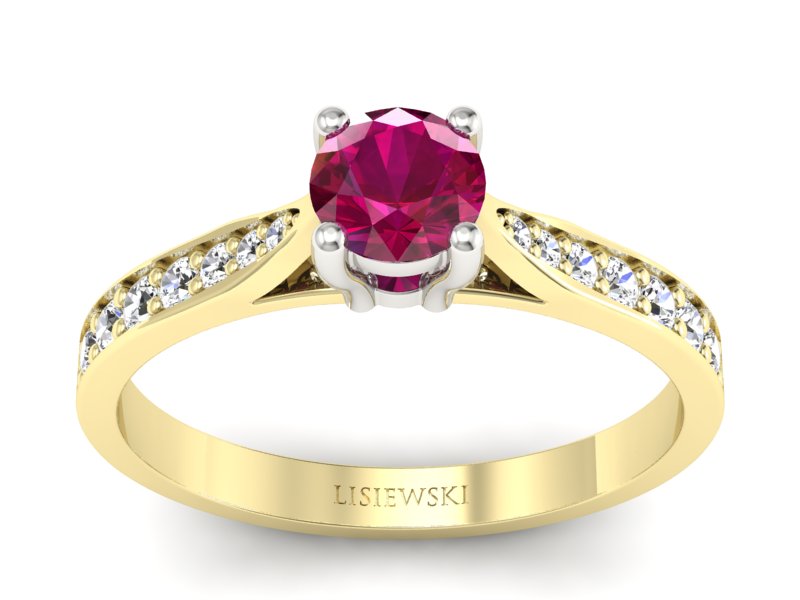 Pierścionek z rubinem i diamentami - p16013zbr