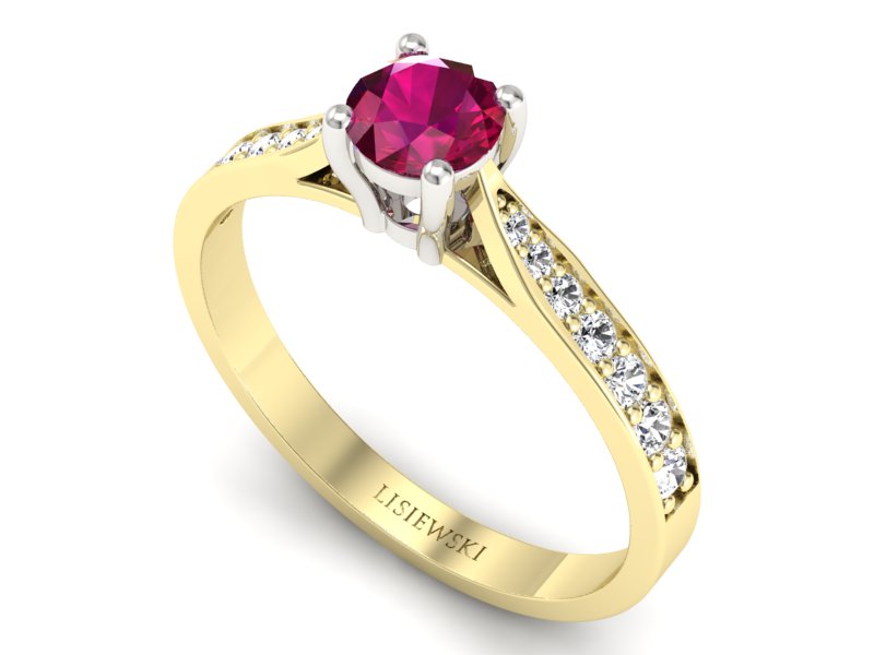 Pierścionek z rubinem i diamentami - p16013zbr — zdjęcie 3