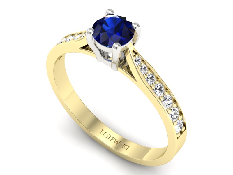 Pierścionek zaręczynowy z szafirem i brylantami - p16013zbsz — zdjęcie 3
