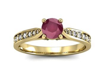 Pierścionek zaręczynowy z rubinem i brylantami - p16013zr - 1