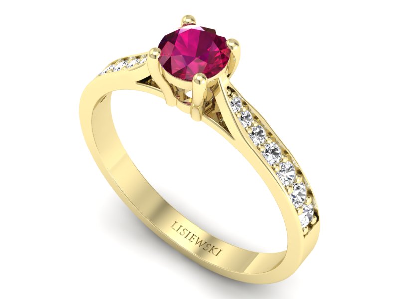 Pierścionek zaręczynowy z rubinem i brylantami - p16013zr — zdjęcie 3