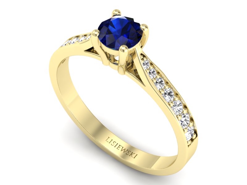 Złoty pierścionek z szafirem i brylantami - p16013zsz — zdjęcie 3