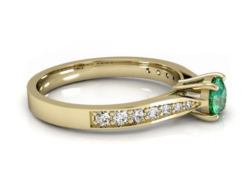 Złoty pierścionek ze szmaragdem i brylantami - p16013zszm — zdjęcie 5