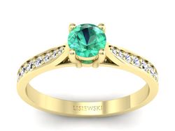 Złoty Pierścionek ze szmaragdem i brylantami - p16013zszm