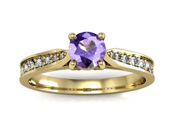 Złoty pierścionek z tanzanitem i brylantami - p16013ztnz - 1