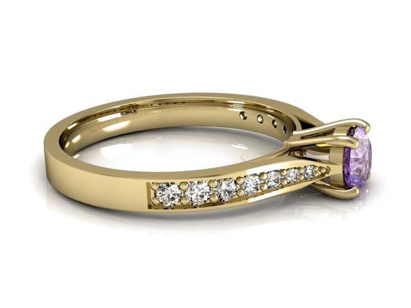 Złoty pierścionek z tanzanitem i brylantami - p16013ztnz