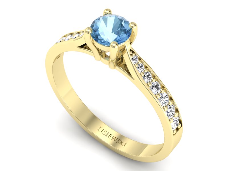 Złoty pierścionek z topazem i brylantami - p16013ztop — zdjęcie 3