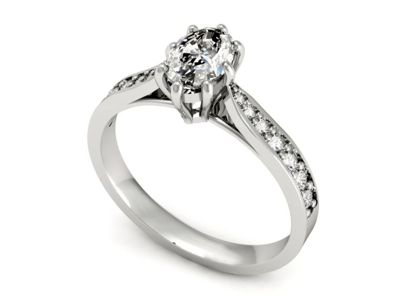 Złoty pierścionek z diamentami białe złoto - p16014bbr_SI_H — zdjęcie 3