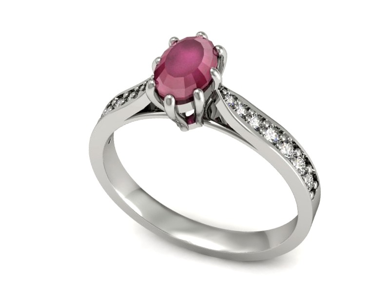 Złoty pierścionek z rubinem z brylantami - p16014br — zdjęcie 3