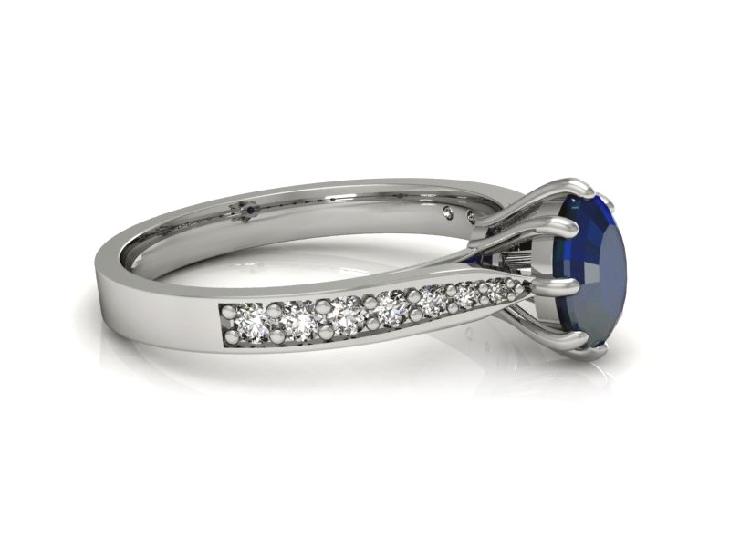 Pierścionek zaręczynowy z szafirem z brylantami - p16014bsz — zdjęcie 2