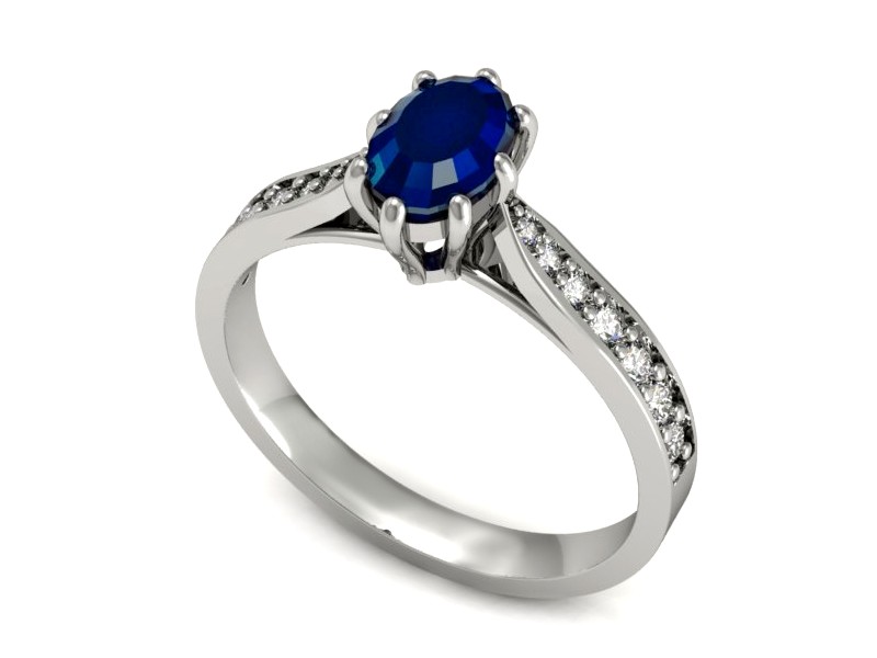 Pierścionek zaręczynowy z szafirem z brylantami - p16014bsz — zdjęcie 3