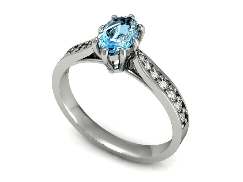 Pierścionek z topazem i brylantami białe złoto - p16014btop — zdjęcie 3