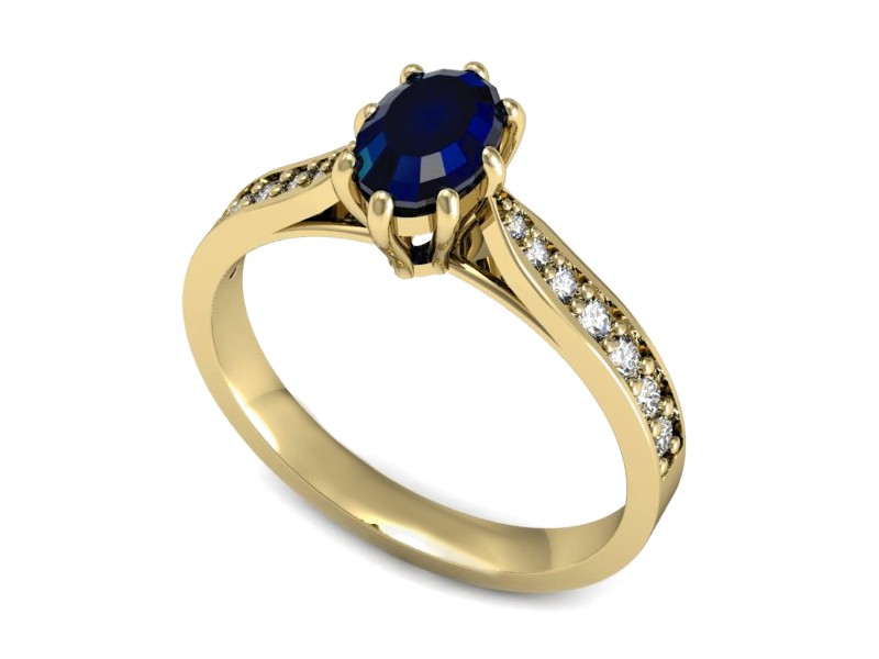 Pierścionek z szafirem i brylantami - p16014zsz — zdjęcie 3