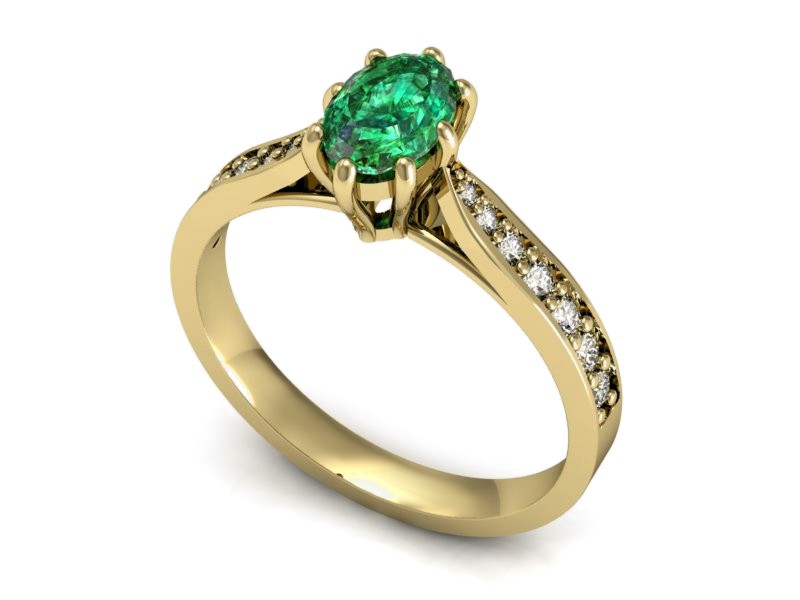 Złoty pierścionek ze szmaragdem i brylantami - p16014zszm — zdjęcie 3