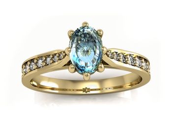 Pierścionek zaręczynowy z topazem i diamentami - p16014ztop - 1