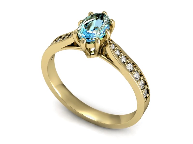 Pierścionek zaręczynowy z topazem i diamentami - p16014ztop — zdjęcie 3