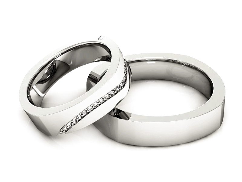 Obrączki ślubne z diamentami białe złoto - p16015b — zdjęcie 2