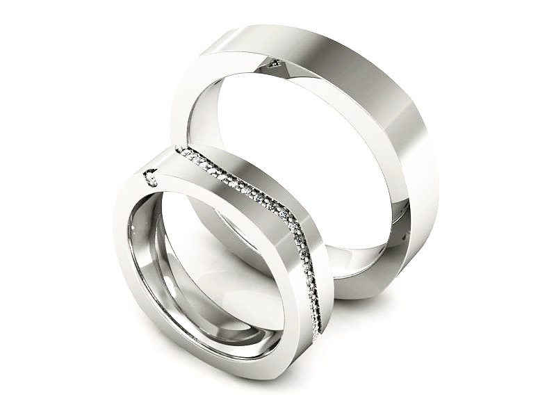 Obrączki ślubne z diamentami białe złoto - p16015b — zdjęcie 3