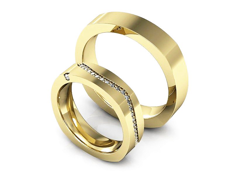 Obrączki ślubne z diamentami żółte złoto - p16015z — zdjęcie 3