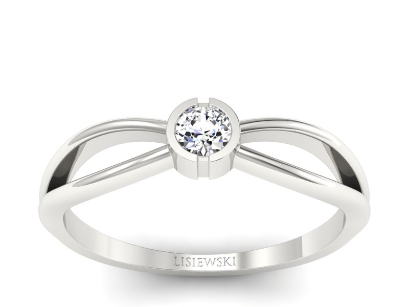 Złoty pierścionek z brylantem białe złoto - p16016b