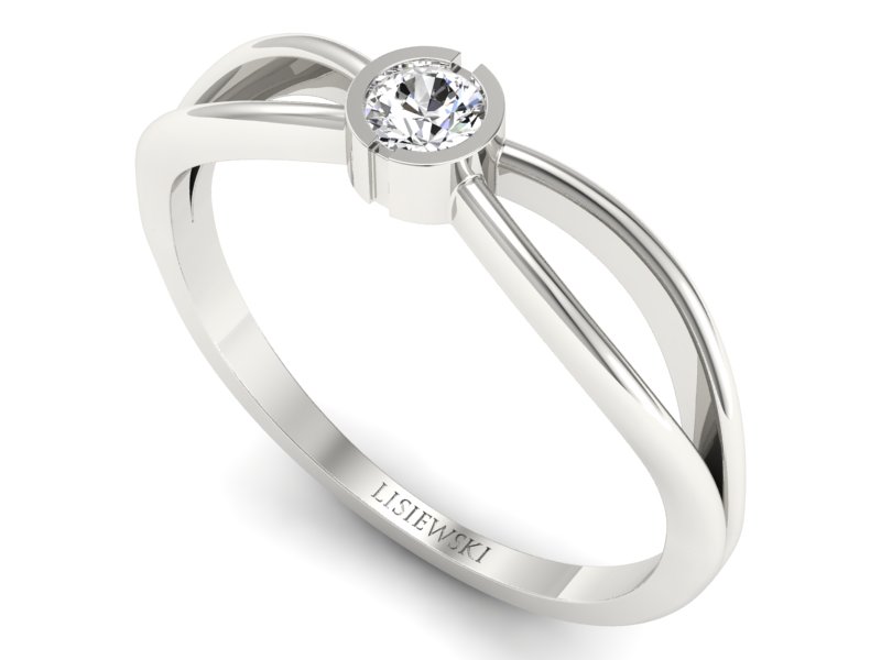 Złoty pierścionek z brylantem białe złoto - p16016b — zdjęcie 3