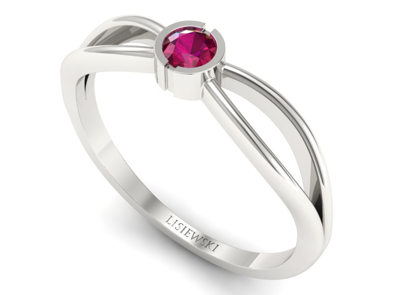 Złoty pierścionek z rubinem białe złoto - p16016br — zdjęcie 3