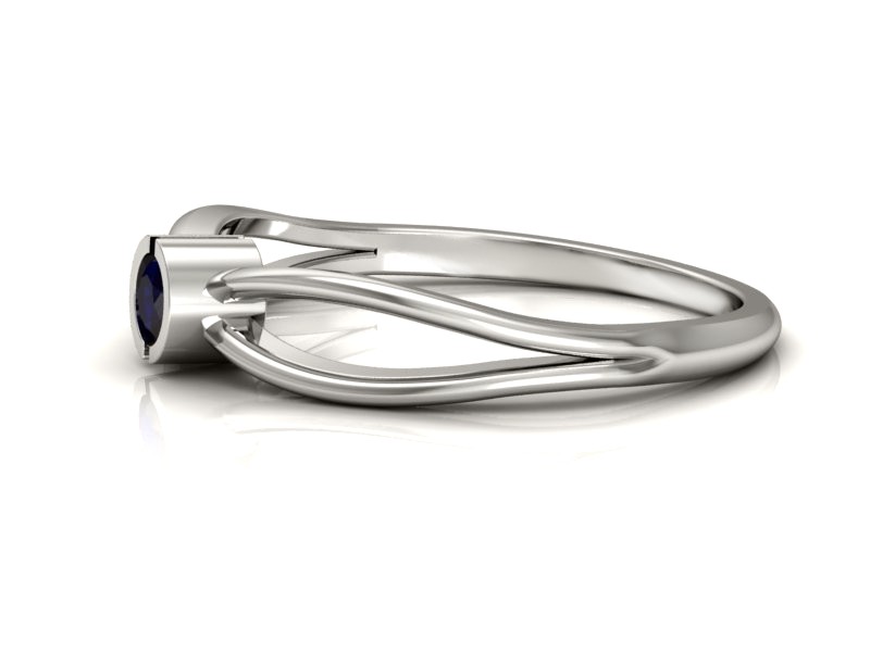 Złoty pierścionek z szafirem białe złoto - p16016bsz — zdjęcie 5