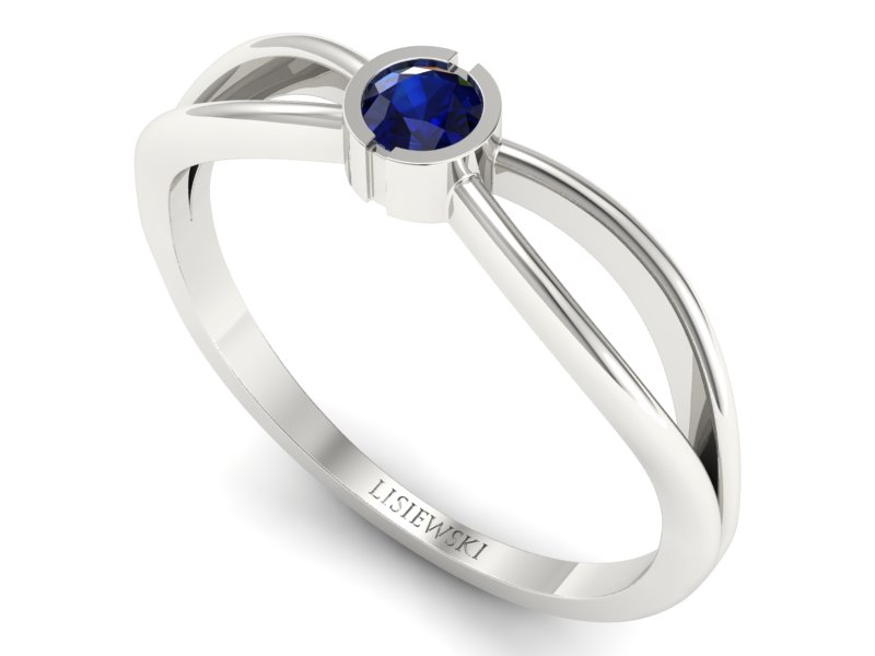 Złoty pierścionek z szafirem białe złoto - p16016bsz — zdjęcie 3