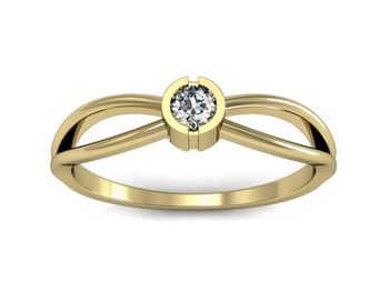 Złoty Pierścionek zaręczynowy z brylantem złoto - p16016z - 1
