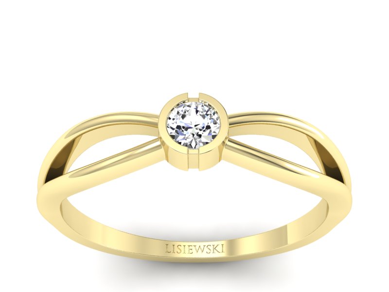 Złoty pierścionek zaręczynowy z brylantem - p16016z