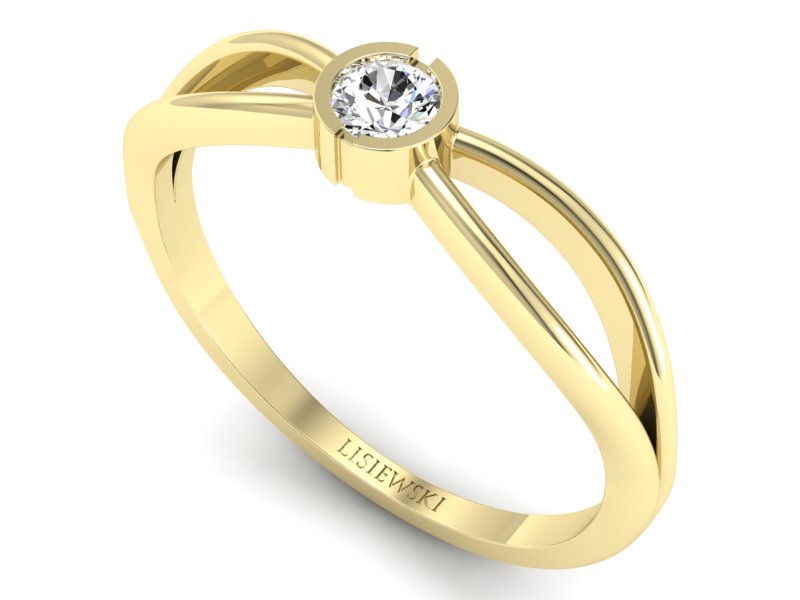 Złoty pierścionek zaręczynowy z brylantem - p16016z — zdjęcie 3