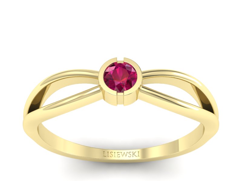Pierścionek zaręczynowy z rubinem w żółtym złocie - p16016zr