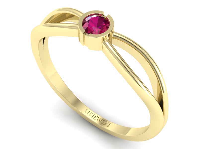 Pierścionek zaręczynowy z rubinem w żółtym złocie - p16016zr — zdjęcie 3