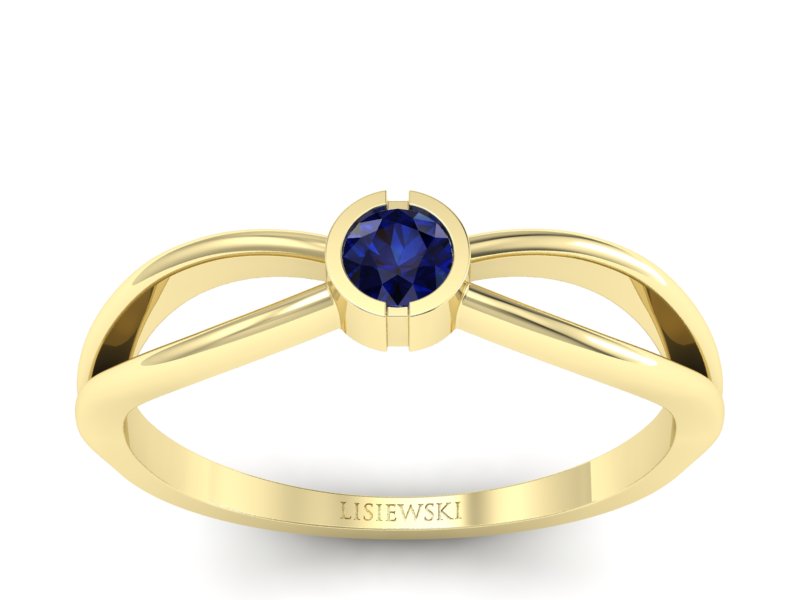 Złoty pierścionek z szafirem żółte złoto - p16016zsz