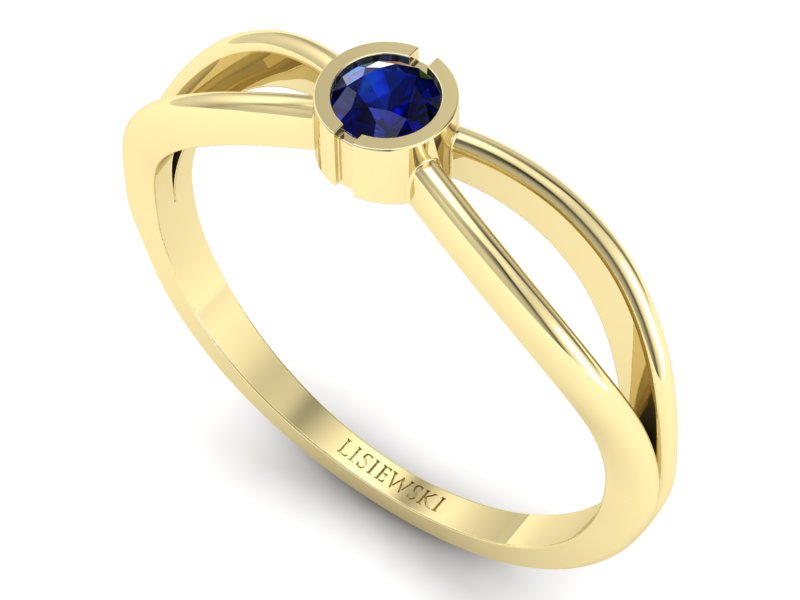 Złoty pierścionek z szafirem żółte złoto - p16016zsz — zdjęcie 3