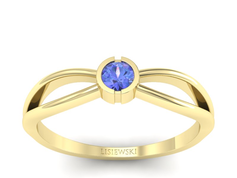 Złoty pierścionek z tanzanitem żółte złoto - p16016zt