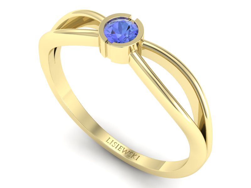 Złoty pierścionek z tanzanitem żółte złoto - p16016zt — zdjęcie 3