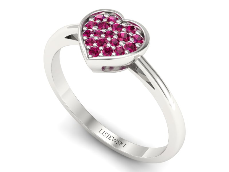 Złoty pierścionek z rubinami białe złoto - p16018br — zdjęcie 3